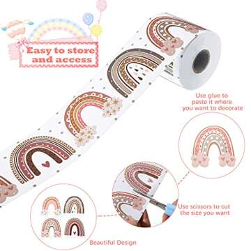 Zonon Rainbow Bulletin Board Border for Classroom Decoration