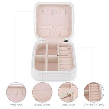 Small Travel Jewelry Box Organizer Display Storage Case for Rings Earrings Necklace, Gifts for Woman Girlfriend Bestie, Love It The Greatest Adventure