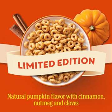 Cheerios Pumpkin Spice Breakfast Cereal, Family Size, 18.5oz (Pack of 2)