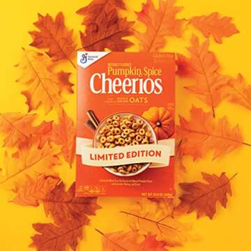 Cheerios Pumpkin Spice Breakfast Cereal, Family Size, 18.5oz (Pack of 2)