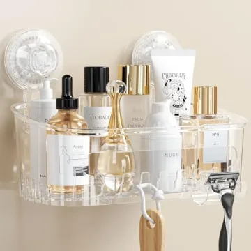 LUXEAR Clear Shower Caddy Suction Cup - Easy Install Shower Organizer for Bathroom & Kitchen