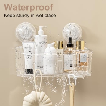 LUXEAR Clear Shower Caddy with Strong Suction Cups - No Drilling