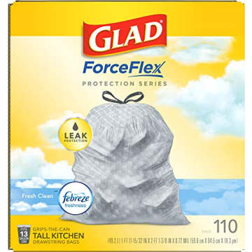 Glad ForceFlex Tall Kitchen Trash Bags Fresh Clean 110ct