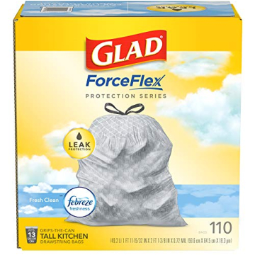 Glad ForceFlex Tall Kitchen Trash Bags Fresh Clean 110ct