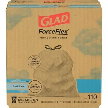 Glad ForceFlex Tall Kitchen Trash Bags Fresh Clean 110ct