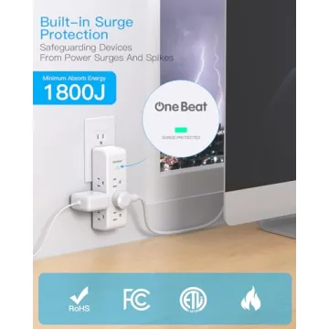 9-in-1 Surge Protector Rotating Plug Outlet Extender