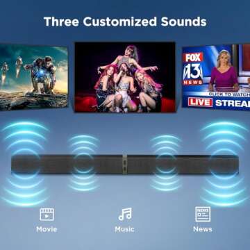 MZEIBO Sound Bar for Smart TV, 80W Bluetooth Soundbar 2 in 1 Detachable Design, Deep Bass, Home Theater Surround Sound, ARC/Optical/AUX Connections for TV/PC/Gaming/Projectors