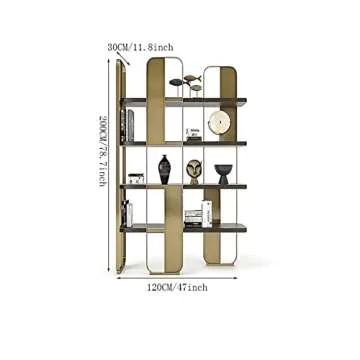 Children Kids Bookshelf Light Luxury Bookshelf Modern Living Room Floor Display Rack Simple Stainless Steel Whole Wall Creative Rack Book Storage Organizer Shelves (Color : Gold, Size : Large)