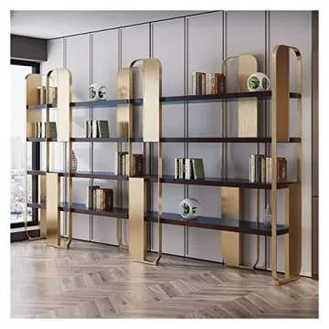Children Kids Bookshelf Light Luxury Bookshelf Modern Living Room Floor Display Rack Simple Stainless Steel Whole Wall Creative Rack Book Storage Organizer Shelves (Color : Gold, Size : Large)