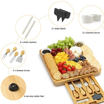 CTFT Cheese Board and Knife Set - Bamboo Charcuterie Tray