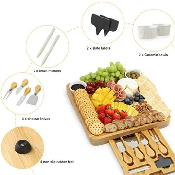 CTFT Cheese Board and Knife Set - Bamboo Charcuterie Tray