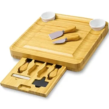 CTFT Cheese Board and Knife Set - Bamboo Charcuterie Tray