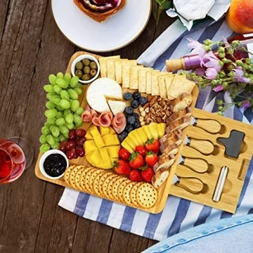 CTFT Cheese Board and Knife Set - Bamboo Charcuterie Tray