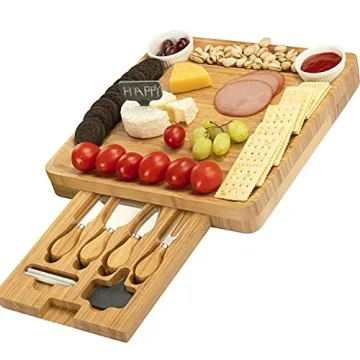 CTFT Cheese Board and Knife Set - Bamboo Charcuterie Tray
