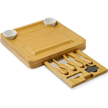 CTFT Cheese Board and Knife Set - Bamboo Charcuterie Tray