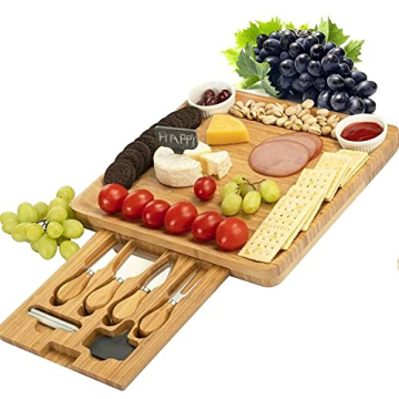 CTFT Cheese Board and Knife Set - Bamboo Charcuterie Tray