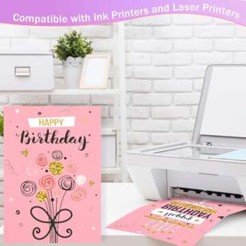 200 Sheets 5x7" Cardstock Paper Blank 250gsm/92 lb Thick Paper Heavyweight Cardstock Sheets Printable Cards Stock Paper for Printer, Wedding Invitations, Greeting Cards, Postcards, Photos(Pink)