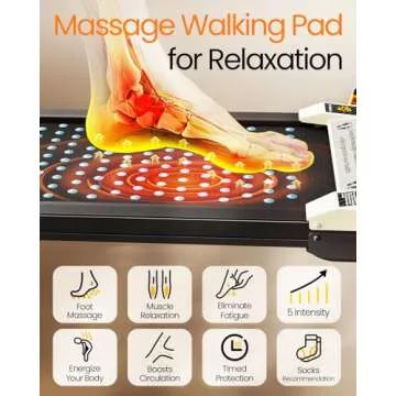 AKLUER Walking Pad with Incline, Under Desk Treadmill, 2 in 1 Foot Massage Treadmill for Home&Office, 2.5HP Quite Portable Treadmill with Shiatsu Foot Massager, Incline Treadmill with LED Display