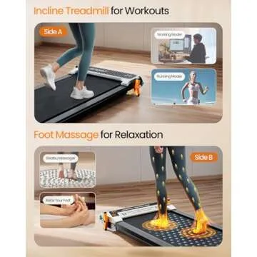 AKLUER Walking Pad with Incline, Under Desk Treadmill, 2 in 1 Foot Massage Treadmill for Home&Office, 2.5HP Quite Portable Treadmill with Shiatsu Foot Massager, Incline Treadmill with LED Display