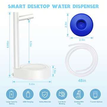 TOBTOC Desktop Water Dispenser for 5 Gallon Bottle, Bedside Water Dispenser with 7 Levels, Portable ...