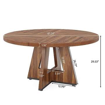 LITTLE TREE 47 Inch Farmhouse Round Dining Table for 4,Kitchen Small Dinner Table,Wood Dinning Table for Kitchen Dining Room,Living Room