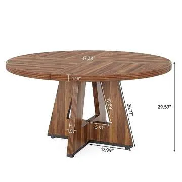 LITTLE TREE 47 Inch Farmhouse Round Dining Table for 4,Kitchen Small Dinner Table,Wood Dinning Table for Kitchen Dining Room,Living Room