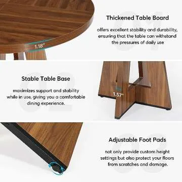 LITTLE TREE 47 Inch Farmhouse Round Dining Table for 4,Kitchen Small Dinner Table,Wood Dinning Table for Kitchen Dining Room,Living Room