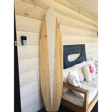 6 Foot Wood Surfboard Wall Art - Handcrafted Coastal Decor by Leslie Lola
