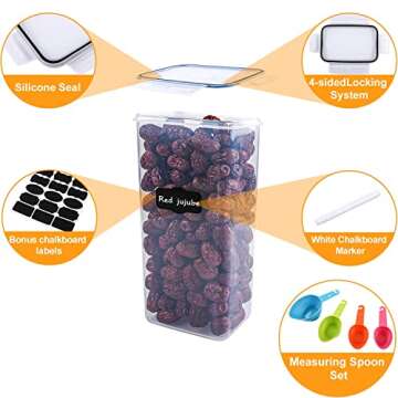 40 Pack Airtight Food Storage Container Set - XPCARE Kitchen & Pantry Organization, Plastic Canisters with Durable Lids Ideal for Cereal, Flour & Sugar - Labels, Marker & Spoon Set,BPA-Free, (5 Size)