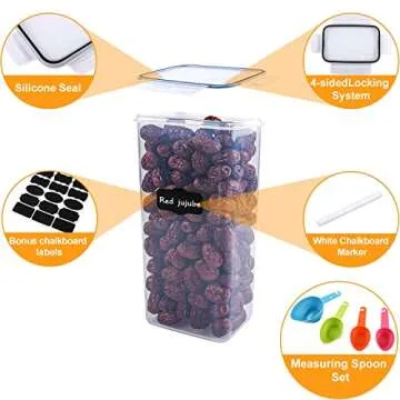 40 Pack Airtight Food Storage Container Set - XPCARE Kitchen & Pantry Organization, Plastic Canisters with Durable Lids Ideal for Cereal, Flour & Sugar - Labels, Marker & Spoon Set,BPA-Free, (5 Size)