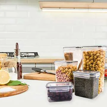 40 Pack Airtight Food Storage Container Set - XPCARE Kitchen & Pantry Organization, Plastic Canisters with Durable Lids Ideal for Cereal, Flour & Sugar - Labels, Marker & Spoon Set,BPA-Free, (5 Size)