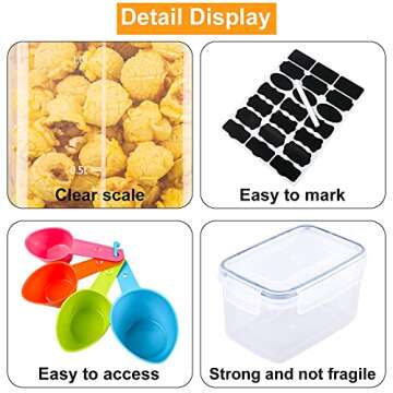 40 Pack Airtight Food Storage Container Set - XPCARE Kitchen & Pantry Organization, Plastic Canisters with Durable Lids Ideal for Cereal, Flour & Sugar - Labels, Marker & Spoon Set,BPA-Free, (5 Size)