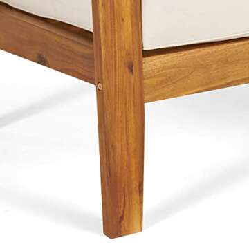 Great Deal Furniture GDFStudio 7-Seater Sectional Sofa Set for Patio with Loveseat, Club Chairs, Ottoman, and Coffee Tables, Acacia Wood, Teak Finish with Beige Outdoor Cushions