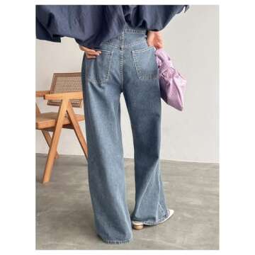 WDIRARA Women's Straight Leg Baggy Jeans - Trendy Comfort & Style