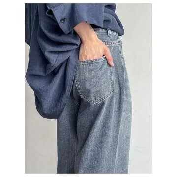 WDIRARA Women's Stylish Straight Leg Baggy Denim Jeans