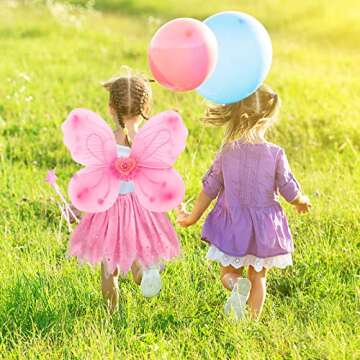 EQLEF Fairy Costume Kids Butterfly Wings Set Princess Costume for Girls Party Pink