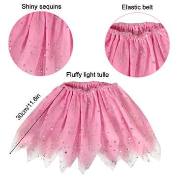 EQLEF Fairy Costume Kids Butterfly Wings Set Princess Costume for Girls Party Pink