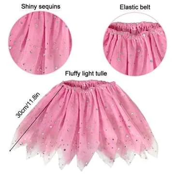 EQLEF Fairy Costume Kids Butterfly Wings Set Princess Costume for Girls Party Pink