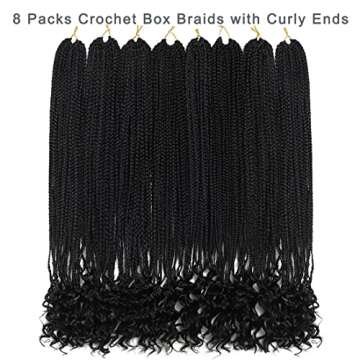 8 Packs 24 Inch Crochet Box Braids Hair with Curly Ends Pre Looped Crochet Braids Goddess Box Braids Crochet Hair Extensions Braiding Hair
