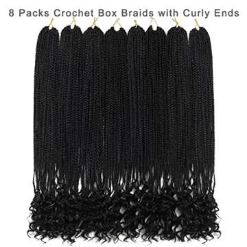 8 Packs 24 Inch Crochet Box Braids Hair with Curly Ends Pre Looped Crochet Braids Goddess Box Braids Crochet Hair Extensions Braiding Hair