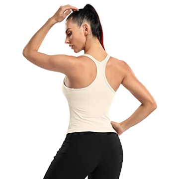 ATTRACO Ribbed Workout Crop Top with Built-in Bra