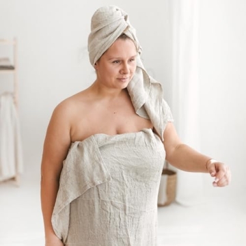 Lightweight 100% Linen Bath Towel - Ideal Quick Dry Travel Towel
