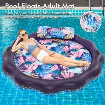 OKSUWATER Inflatable Pool Floats Mat - Spacious & Stylish Float with Headrest for Summer Fun