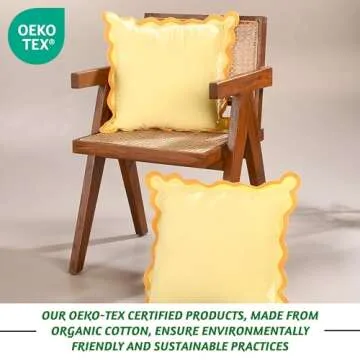 Folkulture Throw Pillow Covers 20x20, Scallop Pillow Cover Set of 2 Decorative Throw Pillows for Couch, Yellow Pillows or Couch Pillow Covers Standard Size, Summer Throw Pillows for Living Room