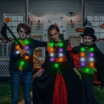 EOBOH Halloween Accessories, 3PCS Colorful Halloween Necklaces Light up Skull, Halloween Party Favors Necklaces, Glow Halloween Necklaces for Trick or Treat Halloween Decorations Party Supplies