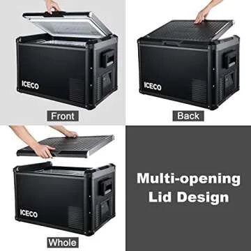 ICECO VL45 ProS Portable Refrigerator, Multi-directional Lid, Dual USB & DC 12/24V, AC 110-240V, 45L Steel Compact Refrigerator Powered by SECOP, 0℉ to 50℉, Home & Car Use [Upgrade, 47 Quarts]