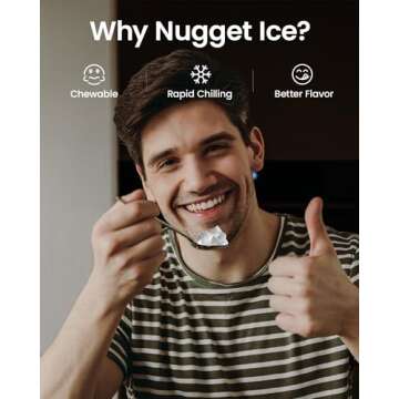 VIVIDMOO Nugget Ice Maker Countertop, 34lbs/24H Pebble Ice Machine, Self-Cleaning Sonic Ice Maker with Basket & Scoop, Compact Pellet Ice Maker for Home/Office/Kitchen/RV/Party, Stainless Steel