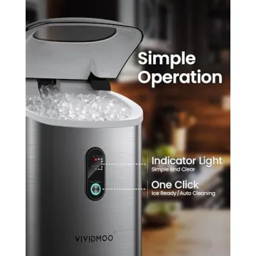 VIVIDMOO Nugget Ice Maker Countertop, 34lbs/24H Pebble Ice Machine, Self-Cleaning Sonic Ice Maker with Basket & Scoop, Compact Pellet Ice Maker for Home/Office/Kitchen/RV/Party, Stainless Steel