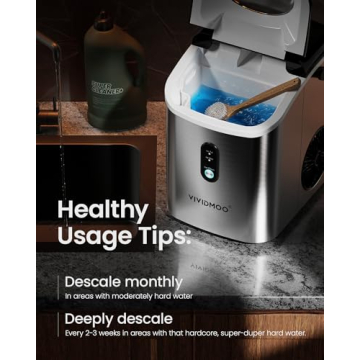 VIVIDMOO Nugget Ice Maker Countertop, 34lbs/24H Pebble Ice Machine, Self-Cleaning Sonic Ice Maker with Basket & Scoop, Compact Pellet Ice Maker for Home/Office/Kitchen/RV/Party, Stainless Steel