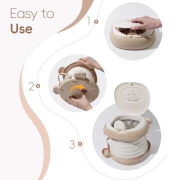 AKIMRABY Travel Potty Seat for Toddler，Foldable Car Potty for Toddler, Portable Toilet Seat for Kids with Potty Liners, Absorbent Pads, Portable Potty Seat for Toddler Travel, Camping and Outdoor Use